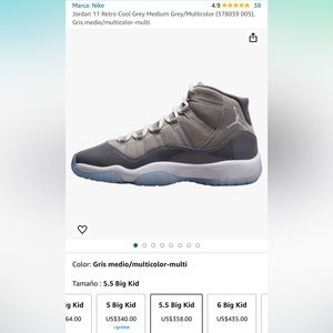 Air Jordan 11 Retro (GS) Medium Grey/Multicolor